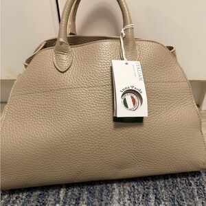 Anna Paola Taupe Satchel Bag Made in Italy